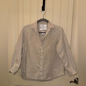 Frank & Eileen EILEEN Relaxed Button-Up Shirt 100% Cotton Size Small Stone Beige